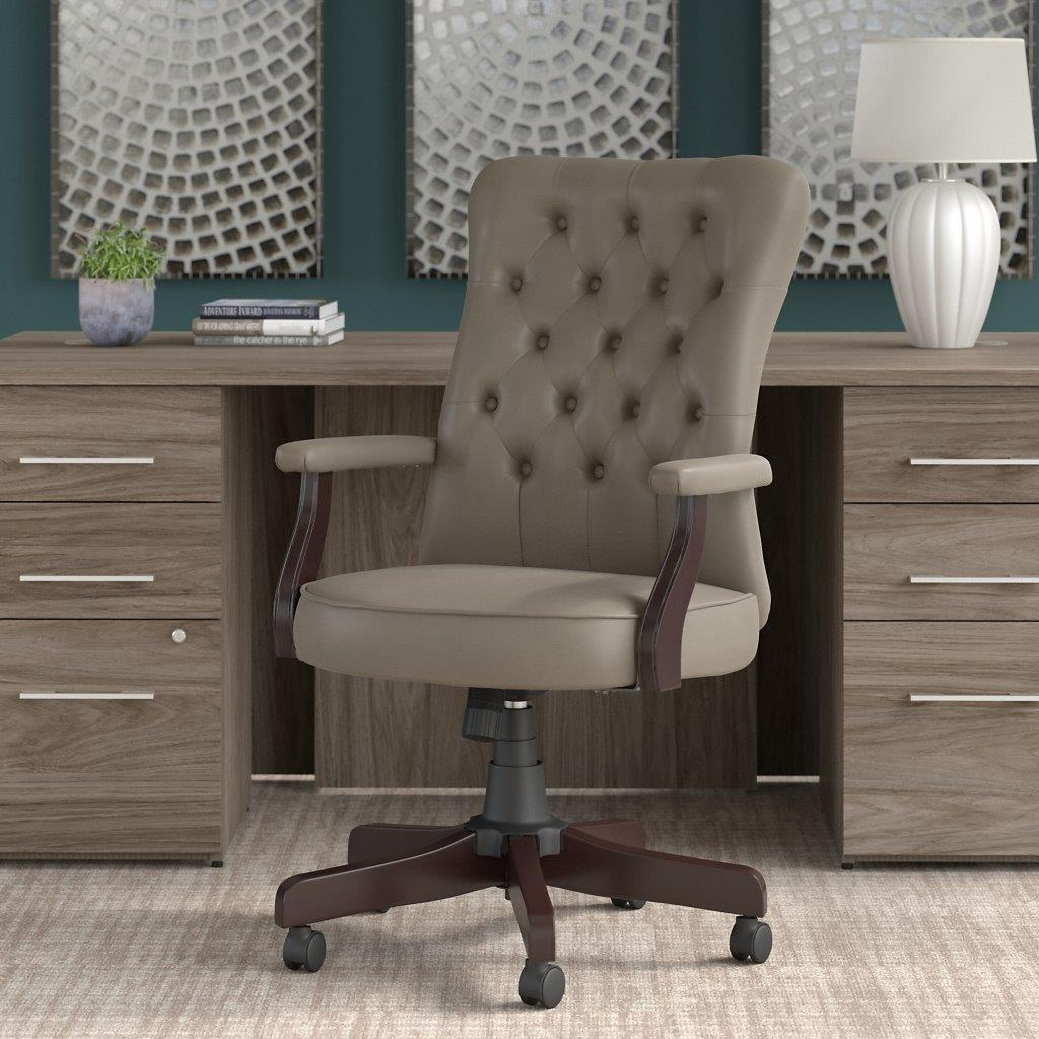 Bush Furniture Mayfield High Back Tufted Office Chair with Arms in