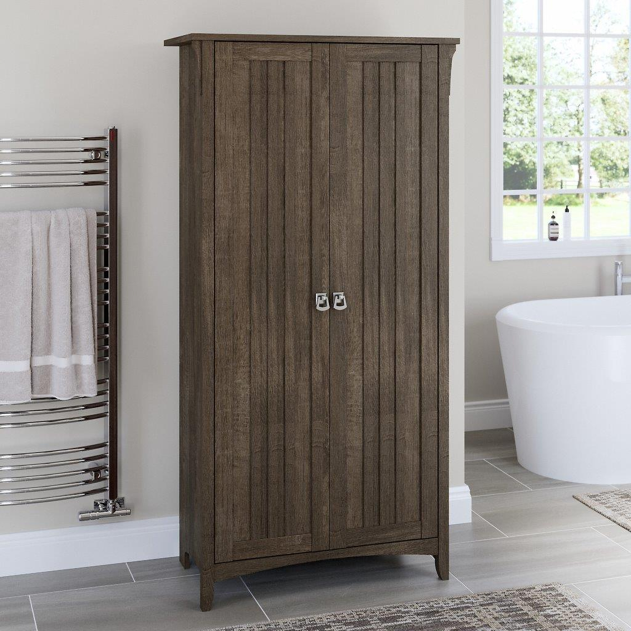 Bush Cabot Small Bathroom Storage Cabinet with Doors in Heather Gray