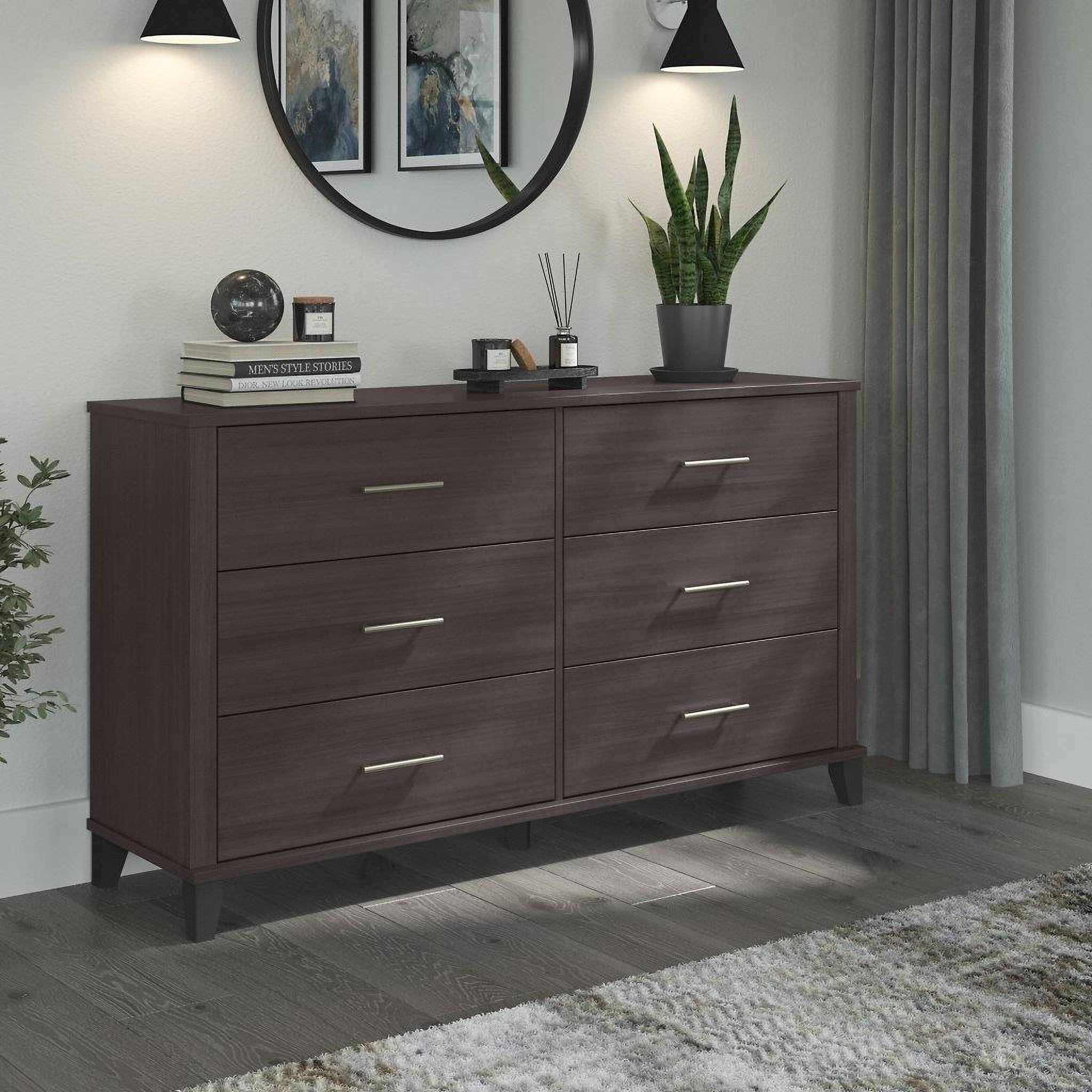 Bush Furniture Somerset 6 Drawer Dresser In Storm Gray | 1StopBedrooms