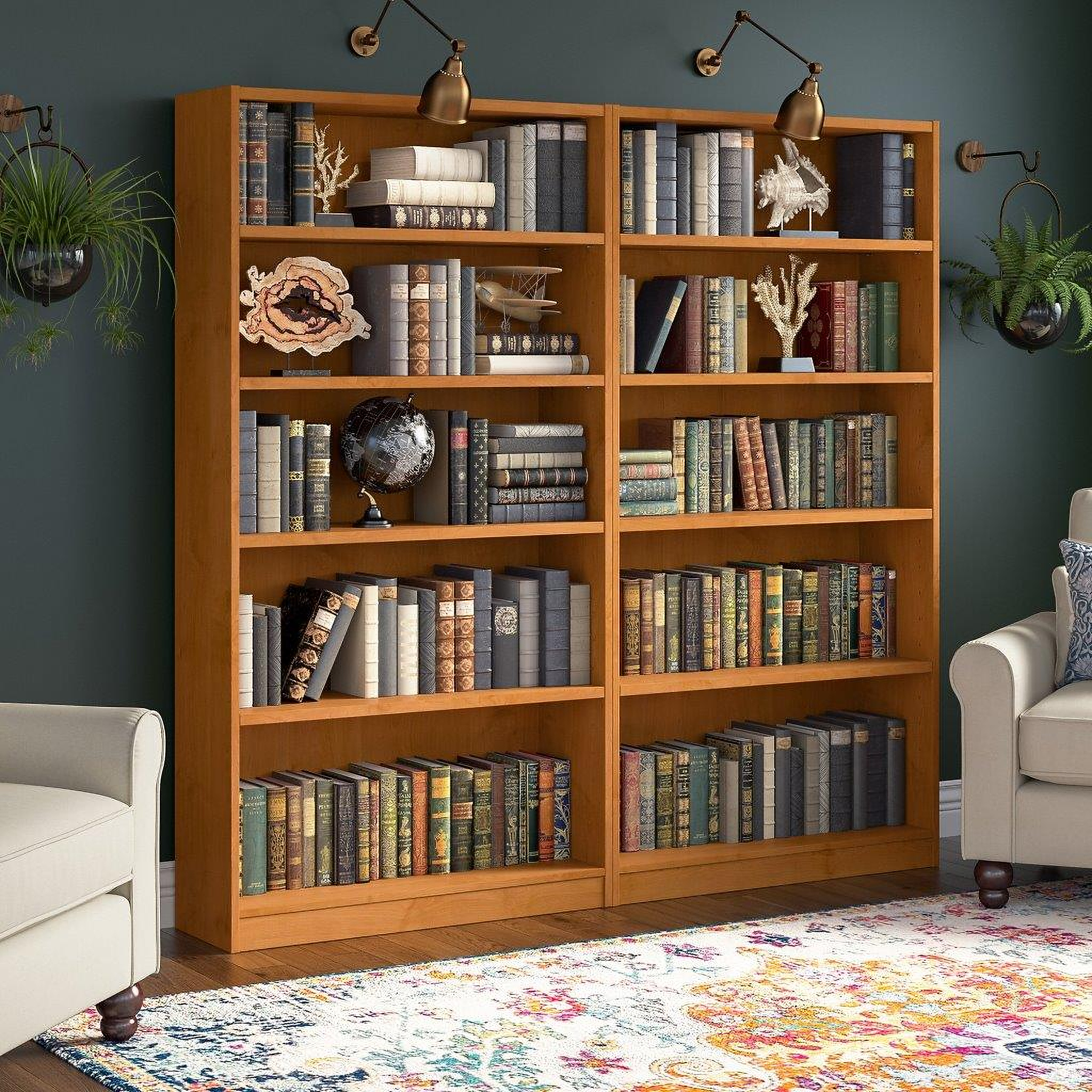 Bush Furniture Key West 5-Shelf Bookcase, Bing Cherry