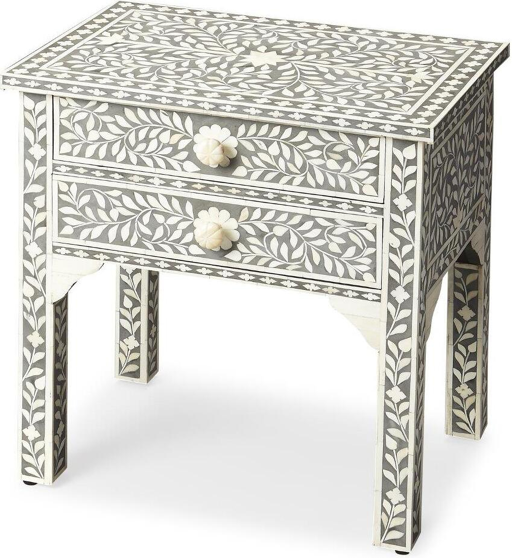 Butler Vivienne Gray Bone Inlay Side Table | 1StopBedrooms