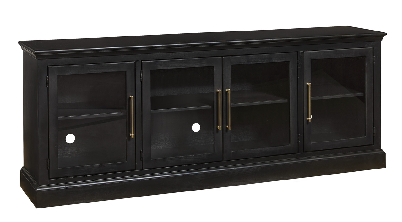 Byron 84 Inch Console with 4 Doors In Black by Aspenhome | 1StopBedrooms