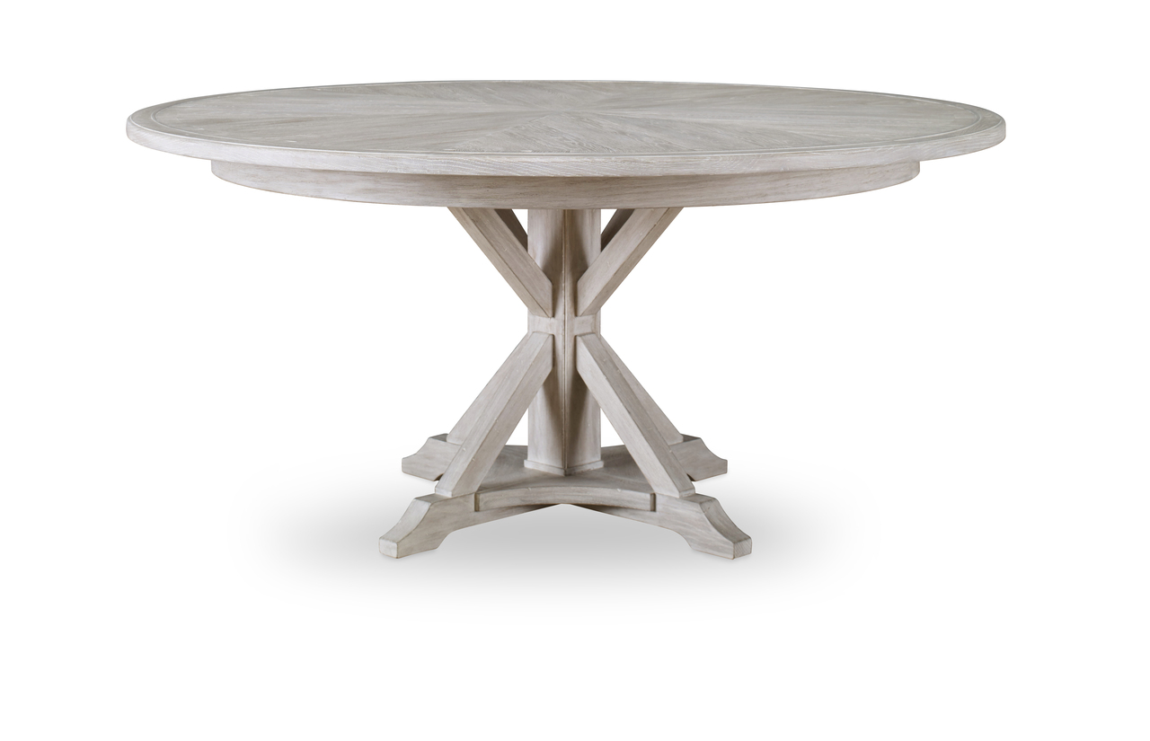 Camden Collin 64 Inch Round Dining Table In Rustic White by Century ...