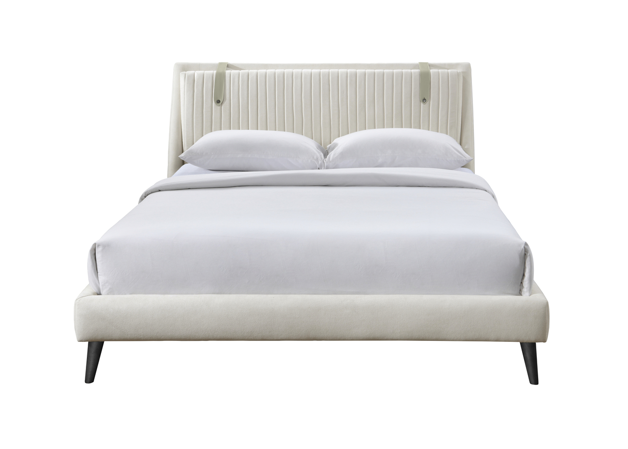 Camilla King Upholstered Bed In Off White by Contempo US | 1StopBedrooms