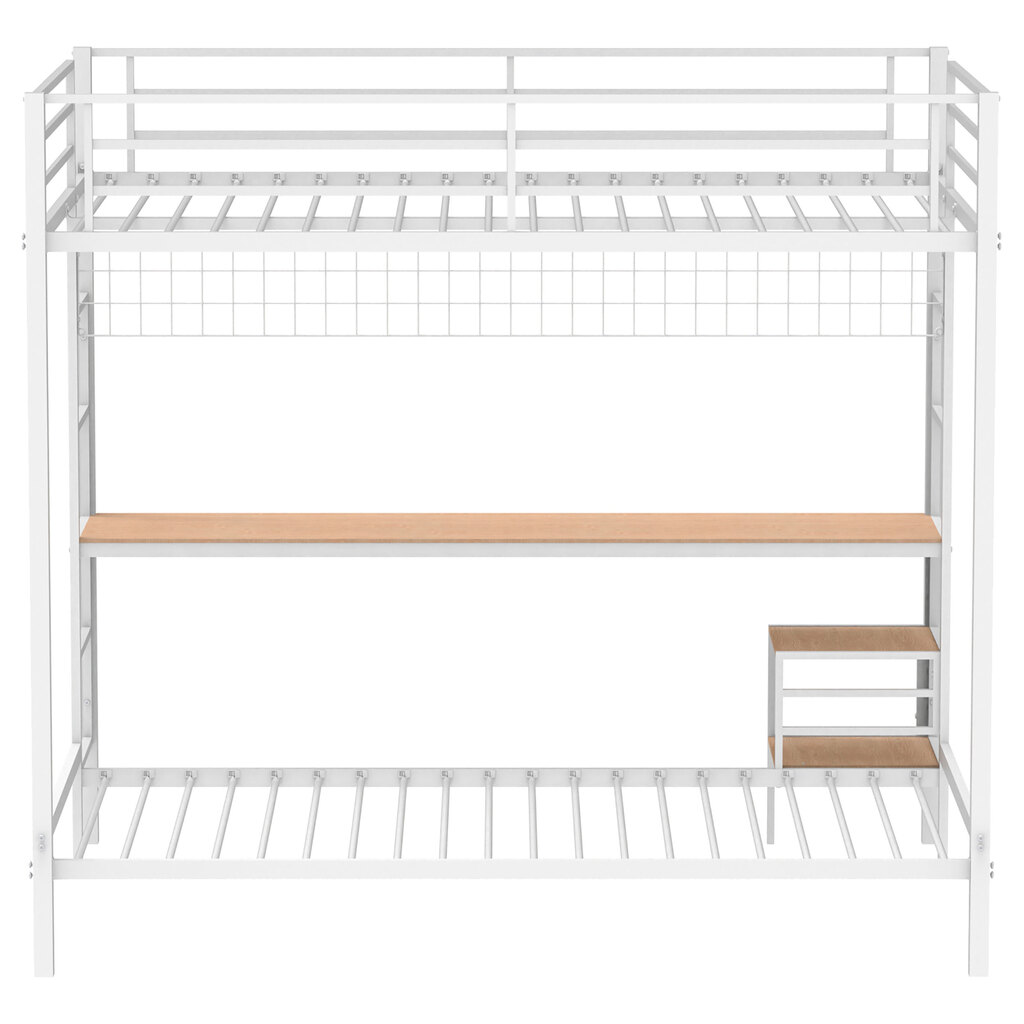 Campus Metal Full Over Twin Workstation Bunk Bed In Matte White by ...