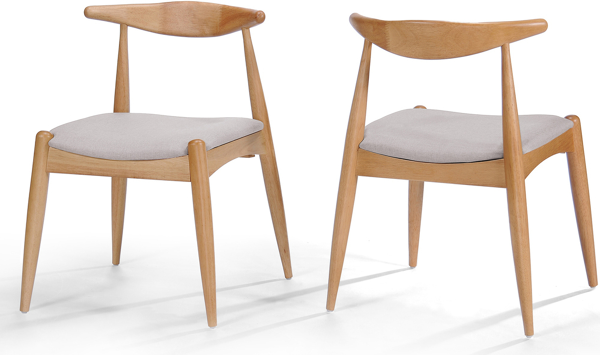 Candescent Dining Chair with Curved Back and Wood Frame Set