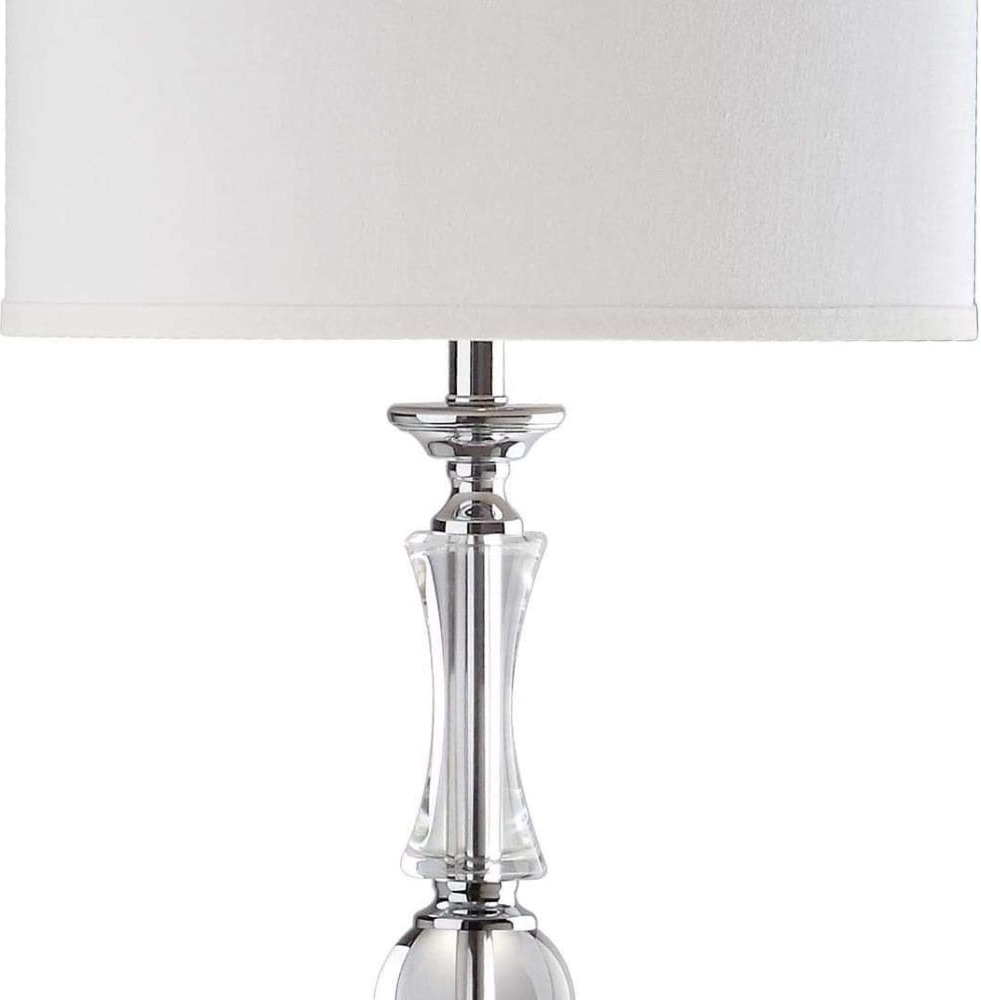 Canterbury Clear Floor Lamp with White Shade 1StopBedrooms
