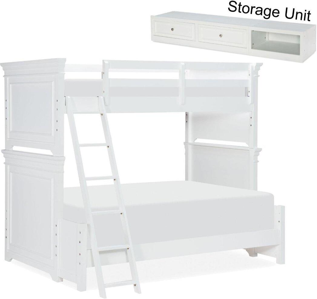 Canterbury Natural White Twin Over Full, White Twin Over Bunk Bed With Storage