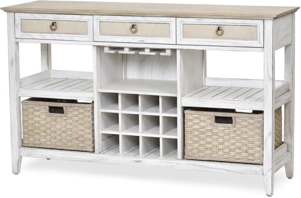 Captiva Island Sideboard With Wine Rack With 2 Baskets In White