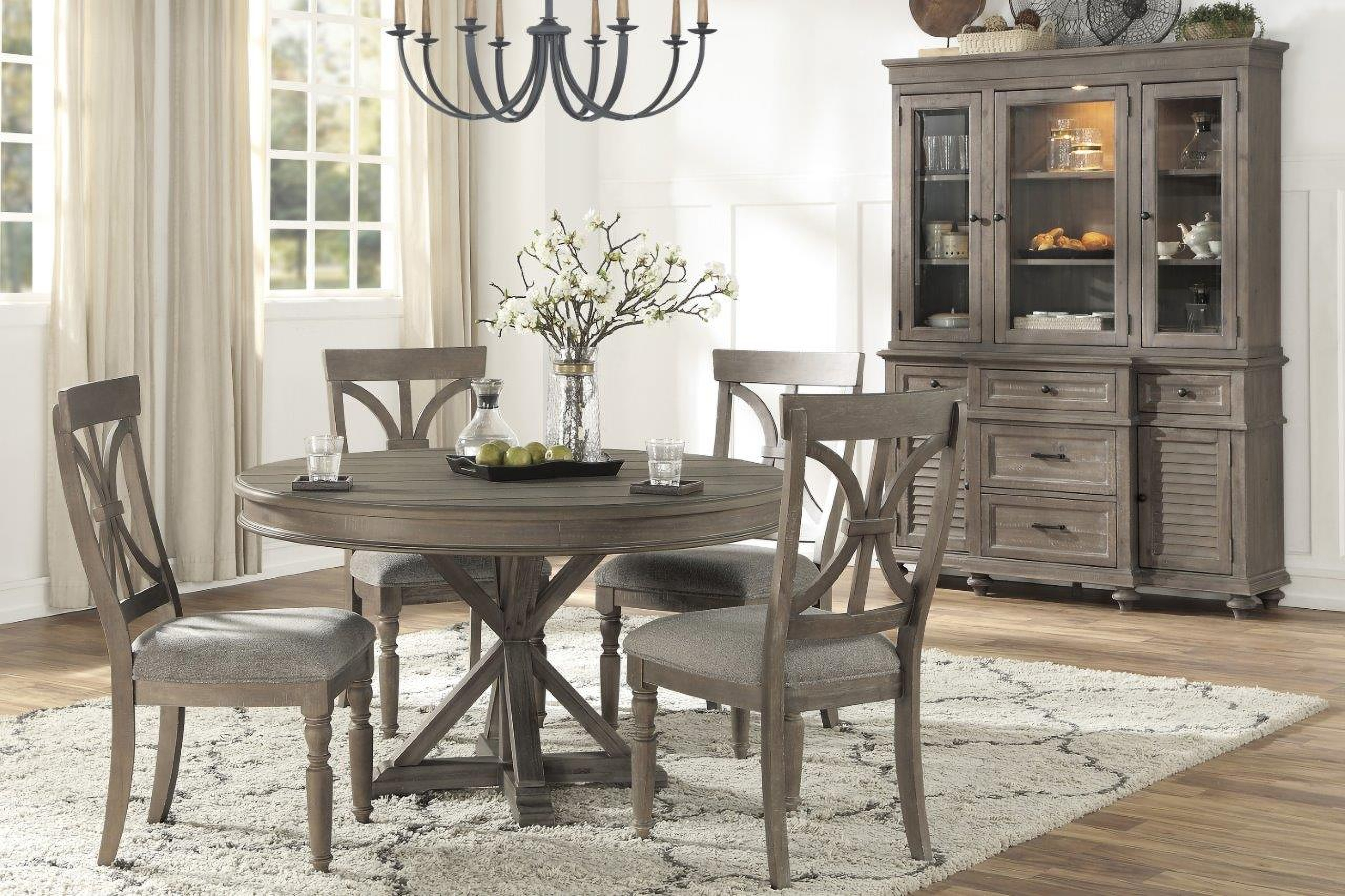 Cardano Driftwood Light Brown Round Dining Room Set by Homelegance