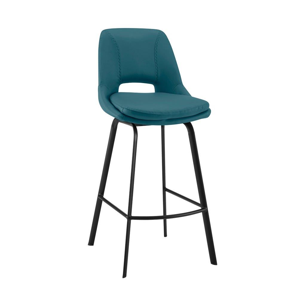 Carise Blue Faux Leather And Black, Teal Faux Leather Counter Stools