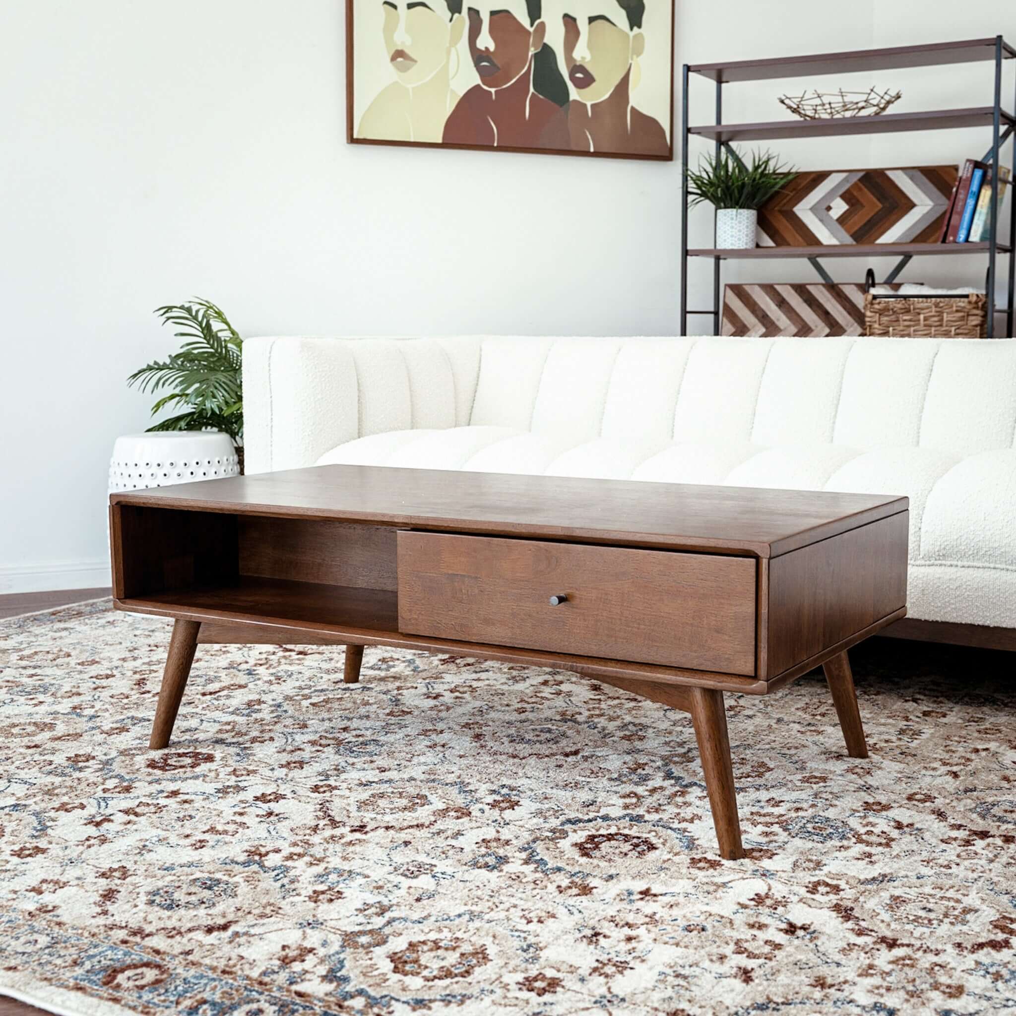 Ashcroft Furniture Caroline Mid Century Modern White TV Stand