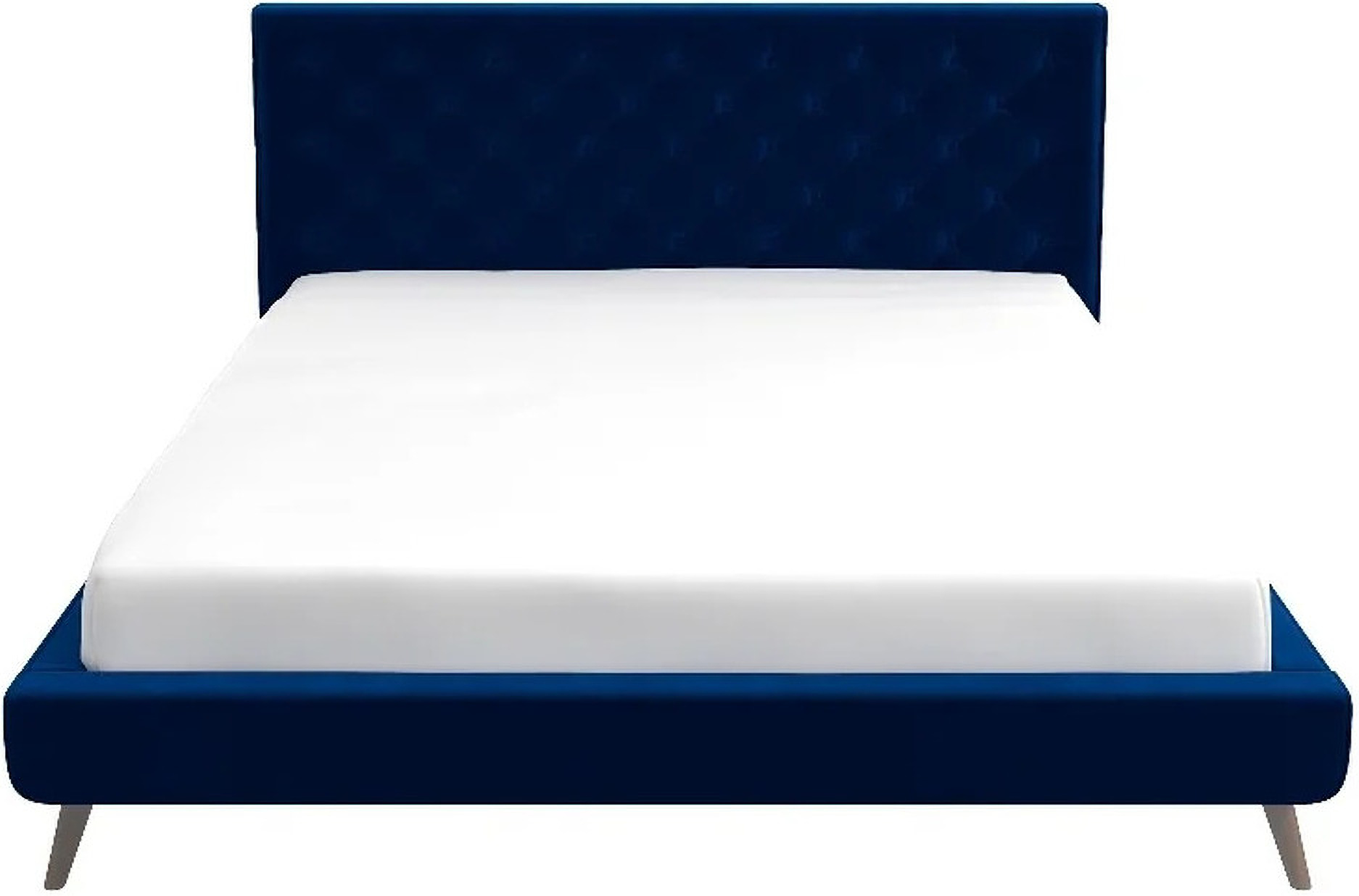 Caroline King Navy Blue Velvet Platform Bed by Ashcroft Furniture