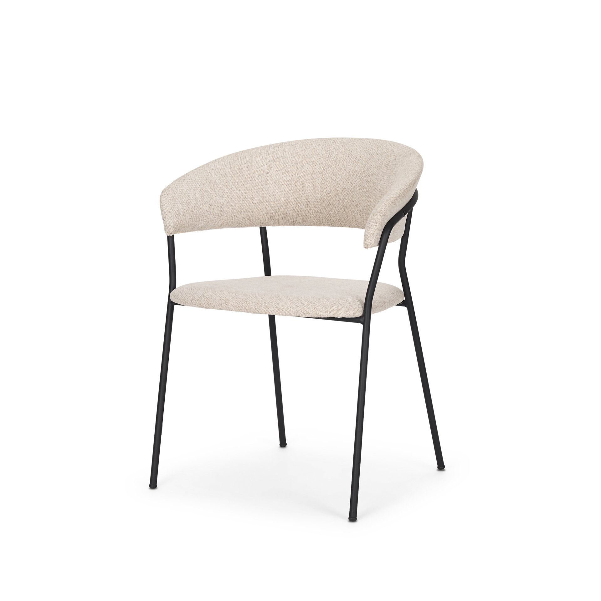 Carolyn Dining Chair Set Of 2 In Oatmeal Fabric with Matte Black Metal ...