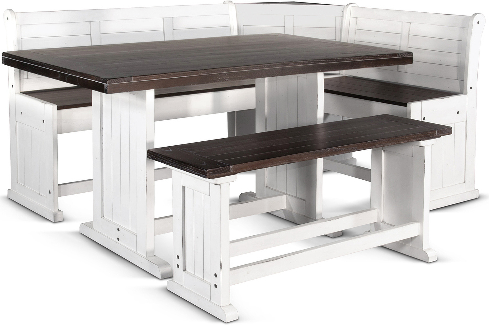 Carriage House Counter Height Breakfast Nook Set In Off White And Dark