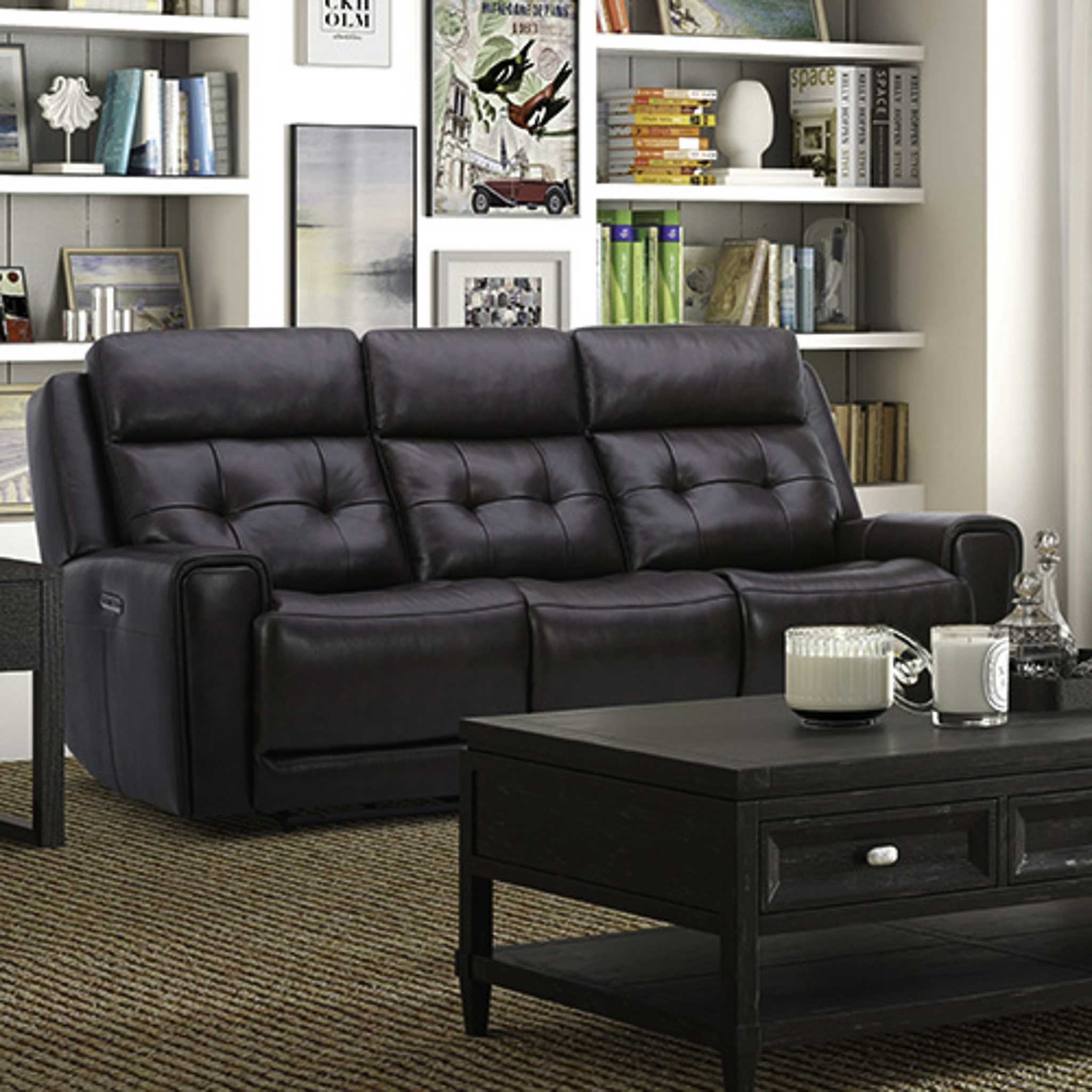 Carrington Power Reclining Sofa In Dark Brown by Liberty