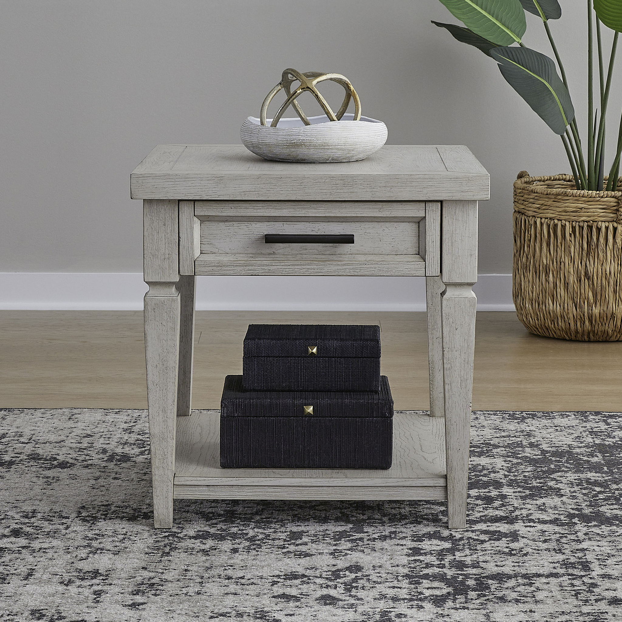 Caruso Heights End Table In White by Liberty | 1StopBedrooms