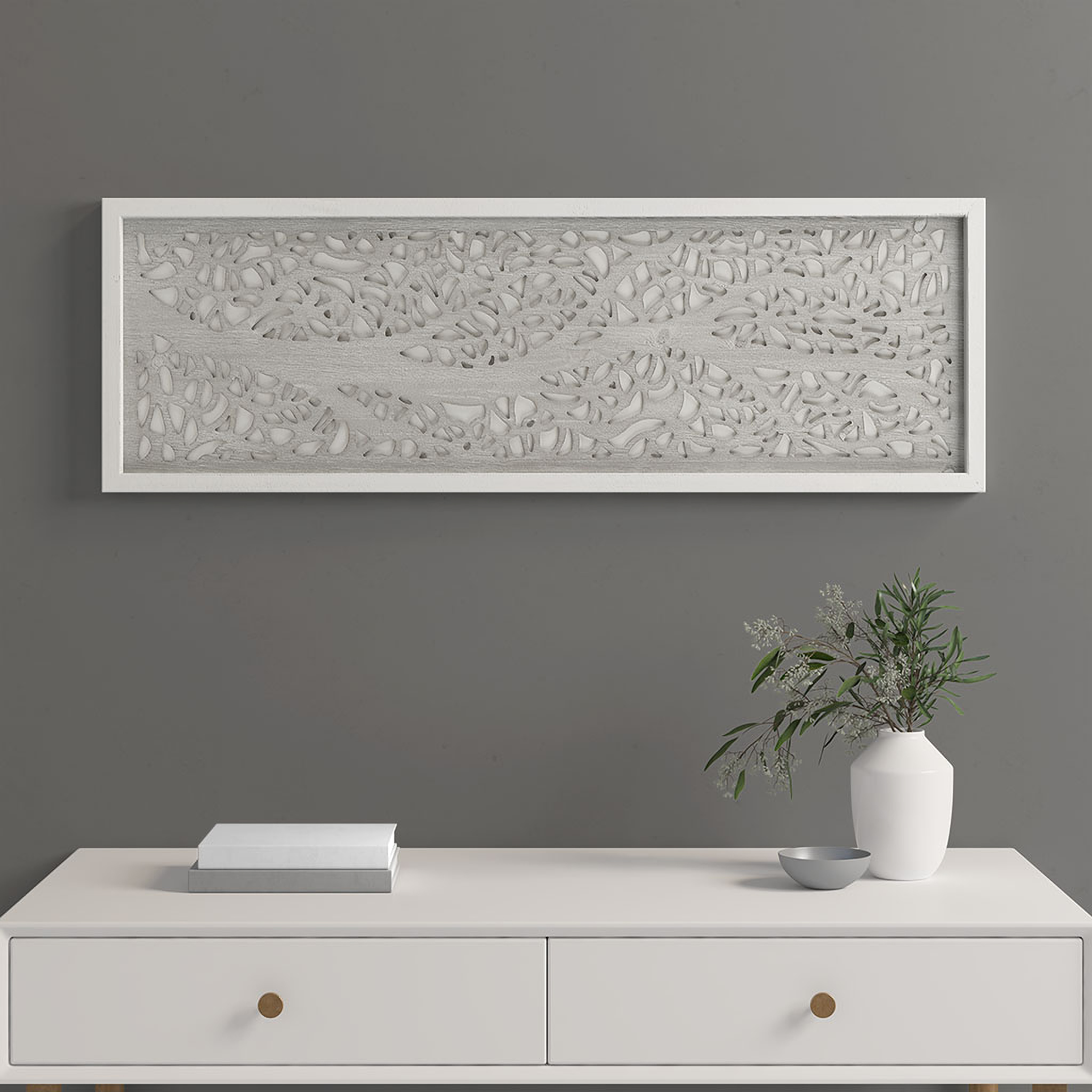 Carved Wood Panel Wall Decor In Grey by Olliix | 1StopBedrooms