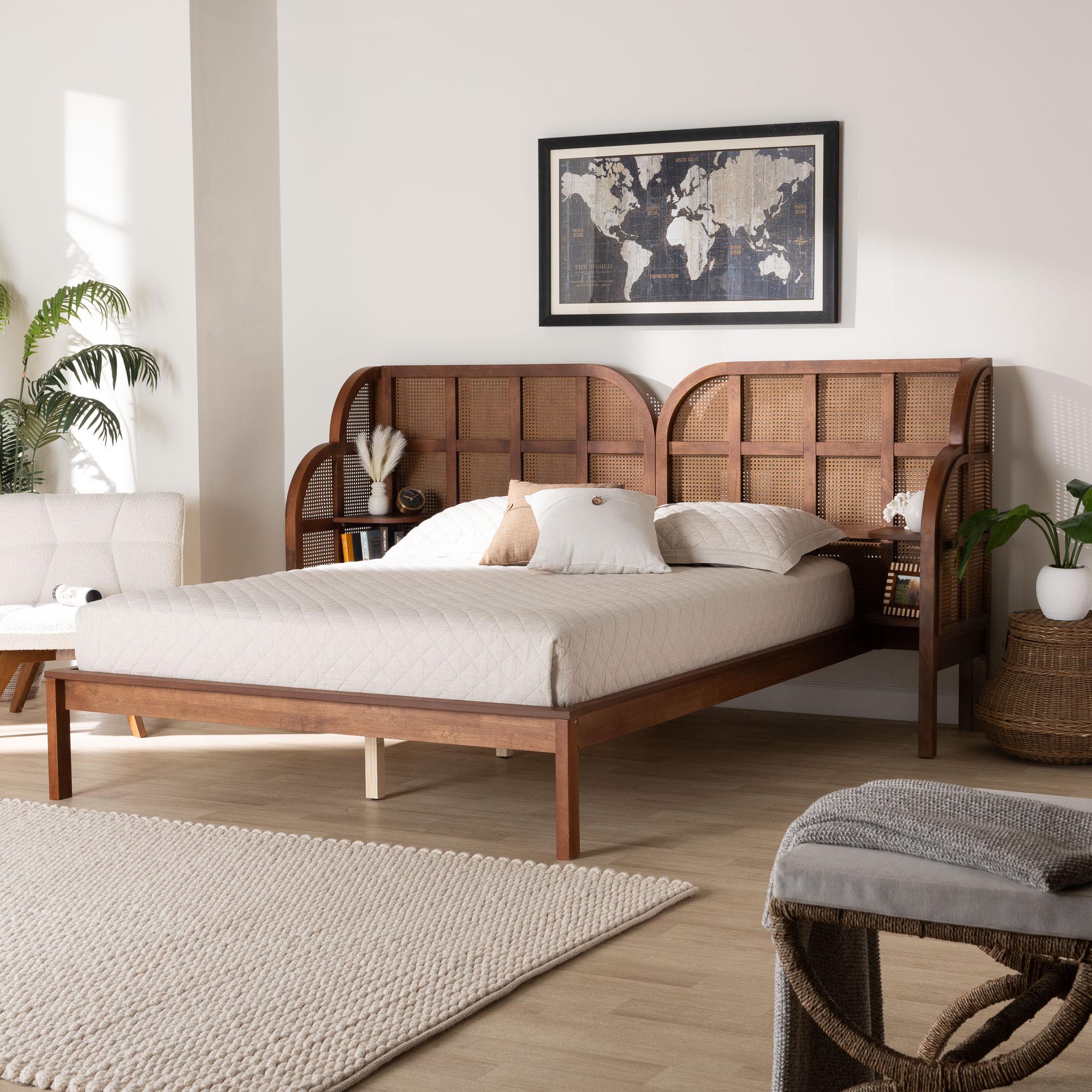 Cascadia Wood Wingback Queen Platform Bed In Walnut Brown by - Main Image
