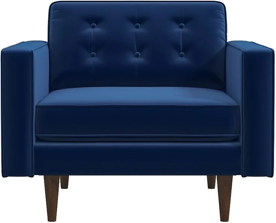 Casey Navy Blue Velvet Lounge Chair by Ashcroft Furniture