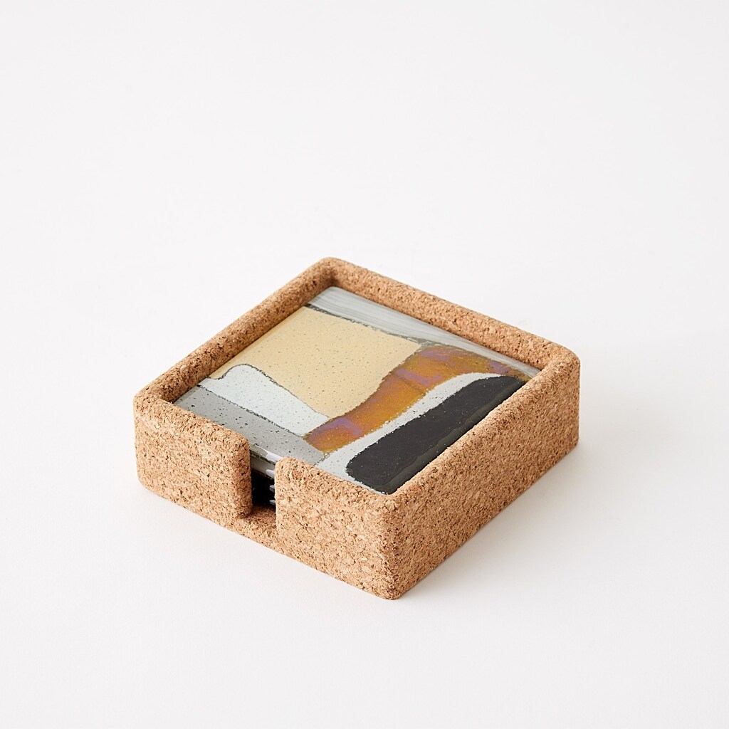 Cashmere Glass Coaster Set In Black by Global Views | 1StopBedrooms