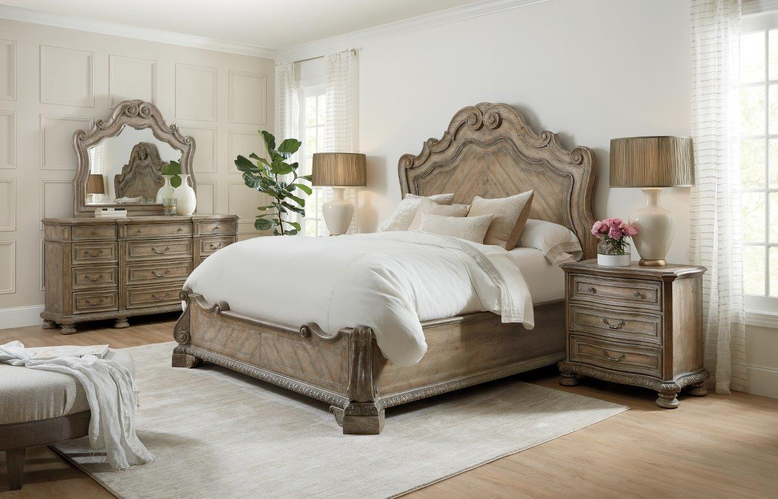 Castella Medium Tone Brown Panel Bedroom Set by Hooker | 1StopBedrooms