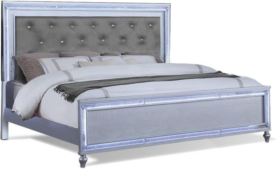 Celeste Crystal Tufted Headboard With Led Lights King Bed In