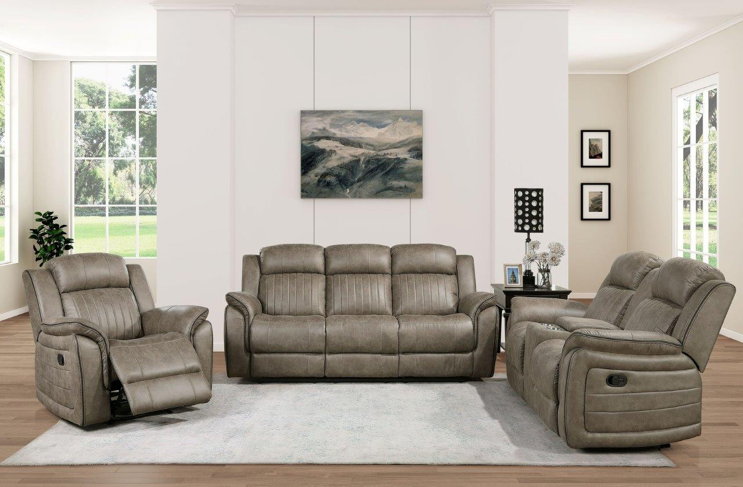 ビオドラガ DOUCEUR DURER COFFRET Centeroak Sandy Brown Double Reclining Living Room Set by