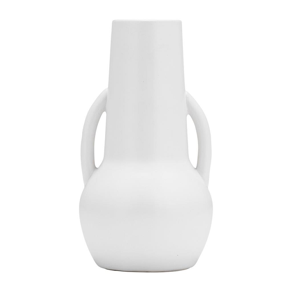 Ceramic 8 Inch Vase With Handles In White - 1StopBedrooms