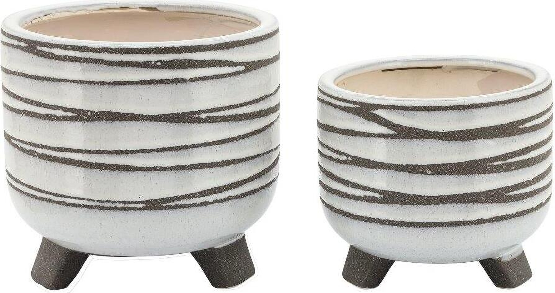 Ceramic Footed Planter Set of 2 In White by Sagebrook | 1StopBedrooms