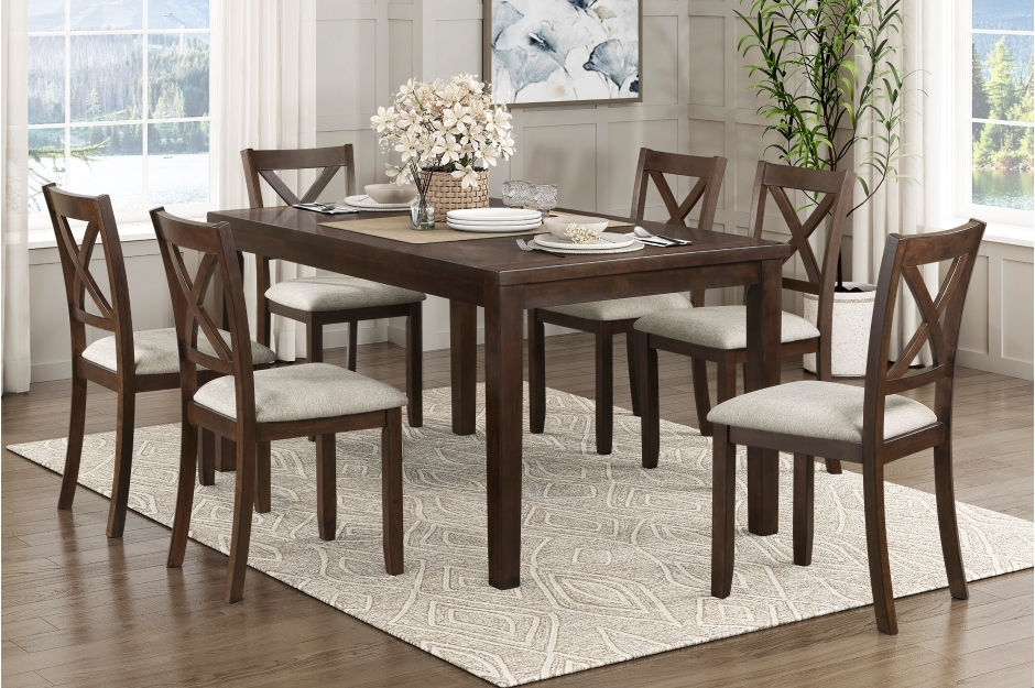 Challis 7Piece Pack Dinette Set In Beige and Cherry