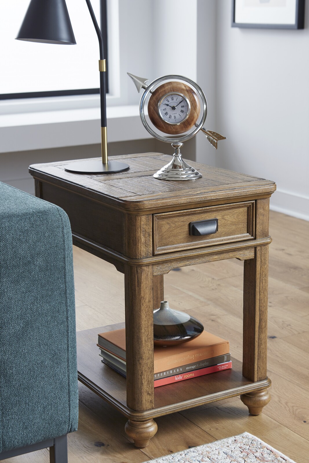 Charleston Wood Rectangular End Table In Pecan by Null Furniture