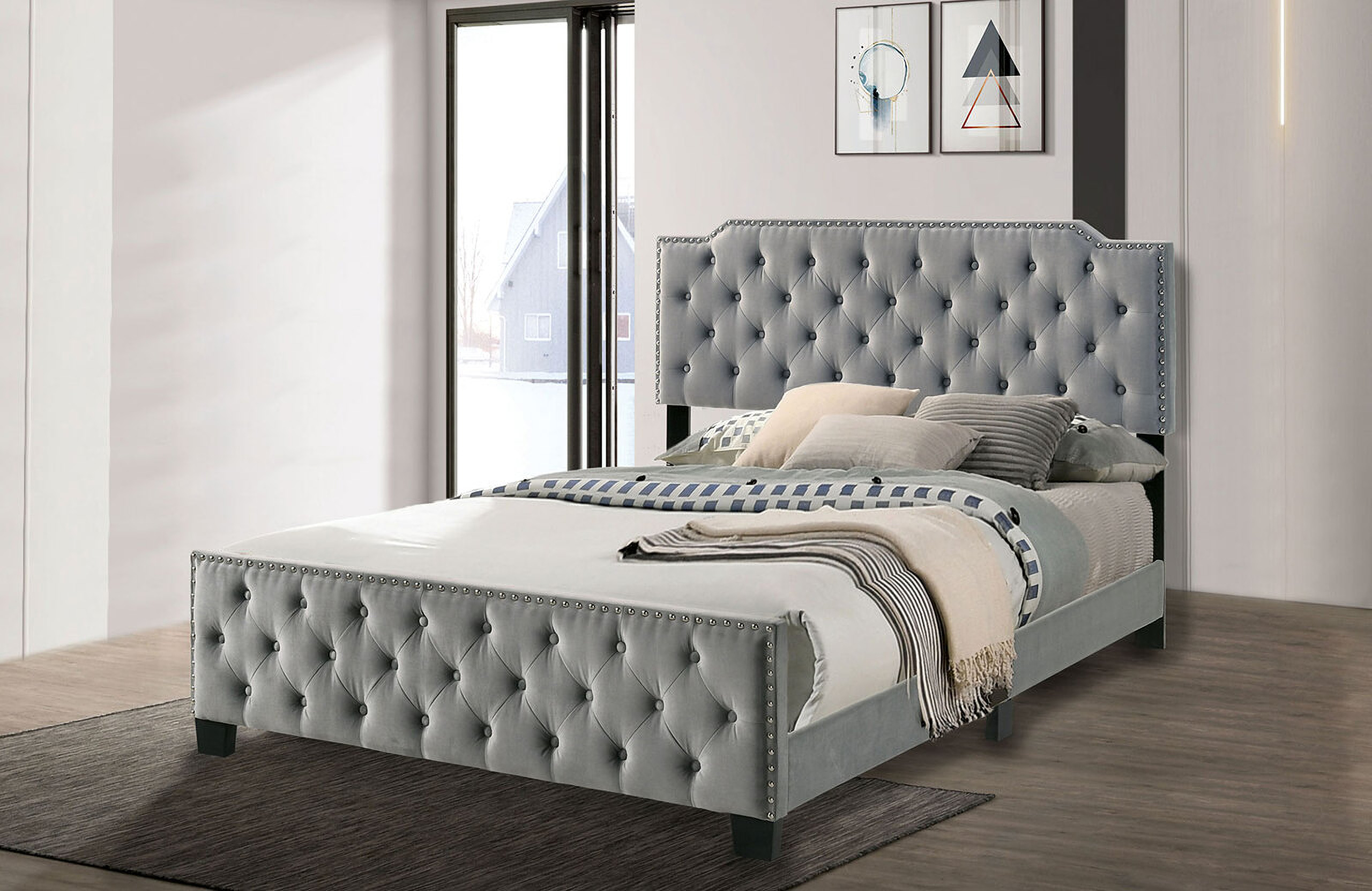 Charlize Eastern King Bed In Gray by Furniture of America | 1StopBedrooms