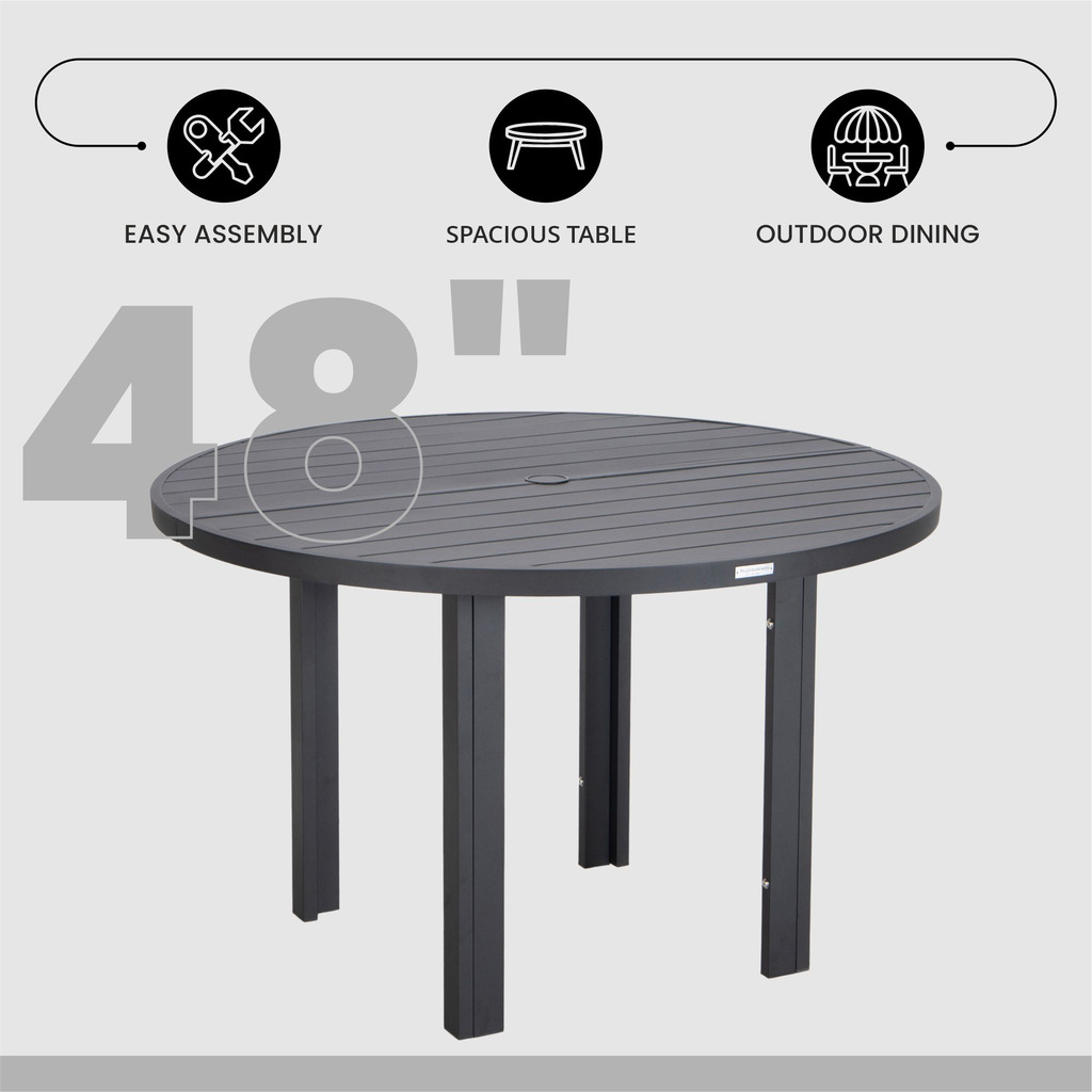Chelsea 48 Inch Round Outdoor Aluminum Dining Table In Black by ...