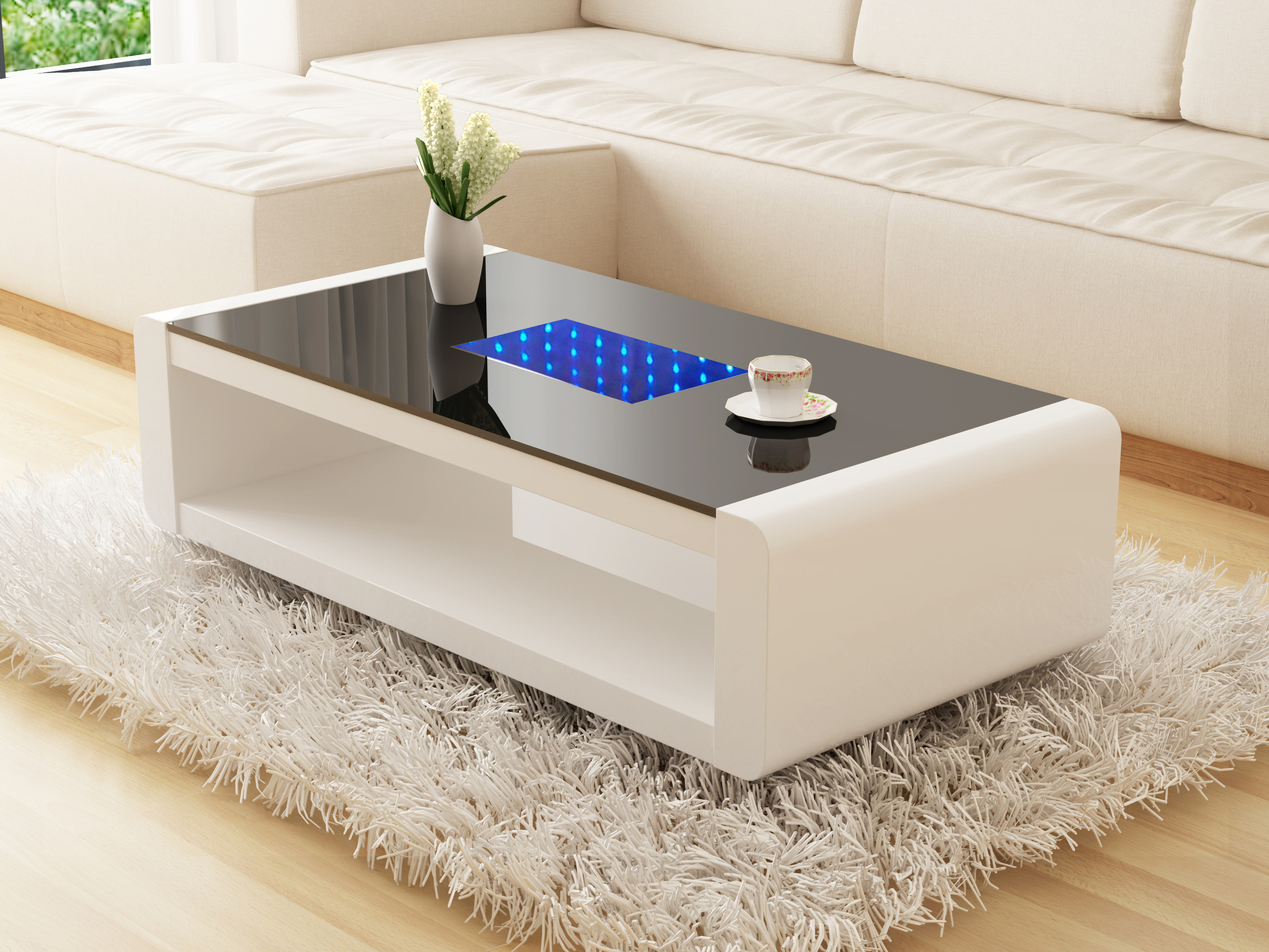 Chelsea Modern and Contemporary Style Built In Led Coffee Table Made