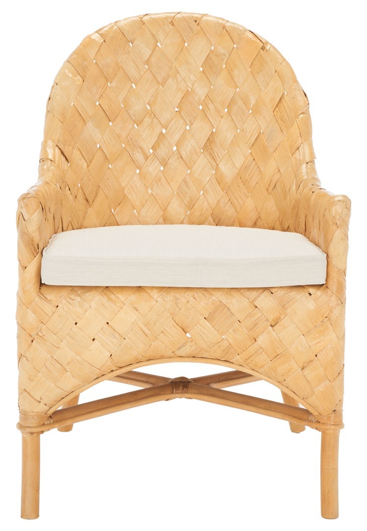 Chorus Woven Dining Chair with Cushion in Natural and White by Safavieh | 1StopBedrooms