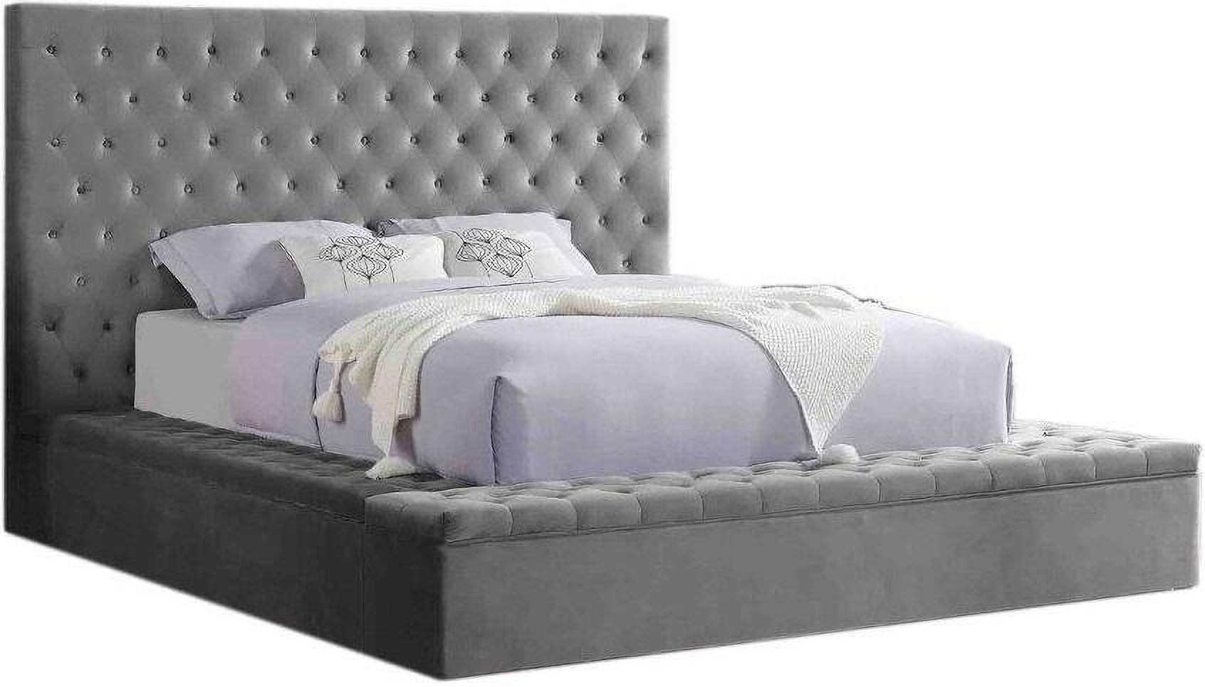 Cierra Tufted Velvet Platform Bed with Storage in King in Grey - Best Master Furniture YY136GEK, image size:1692x966