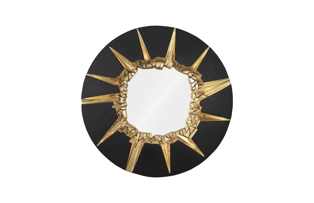 Circular Cracked Wall Mirror In Gold and Black by Phillips Collection ...
