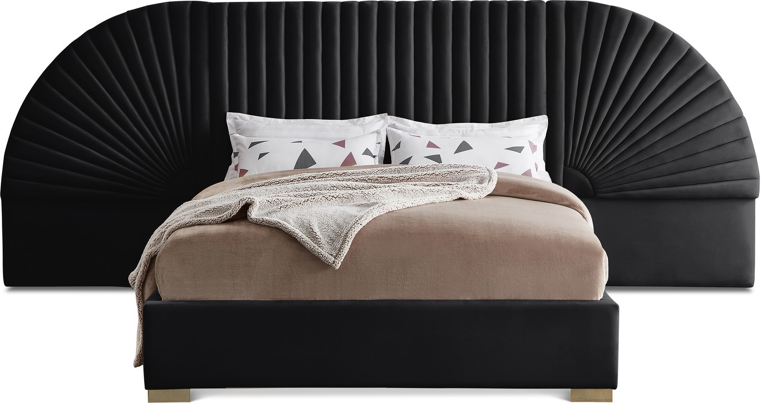 Cleo Velvet Queen Bed In Black by Meridian | 1StopBedrooms