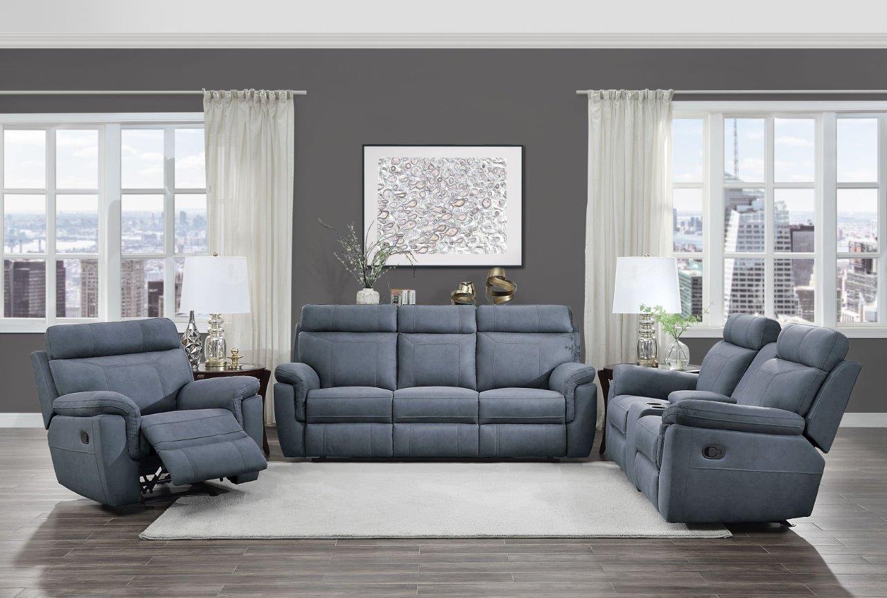 Clifton Blue Double Reclining Living