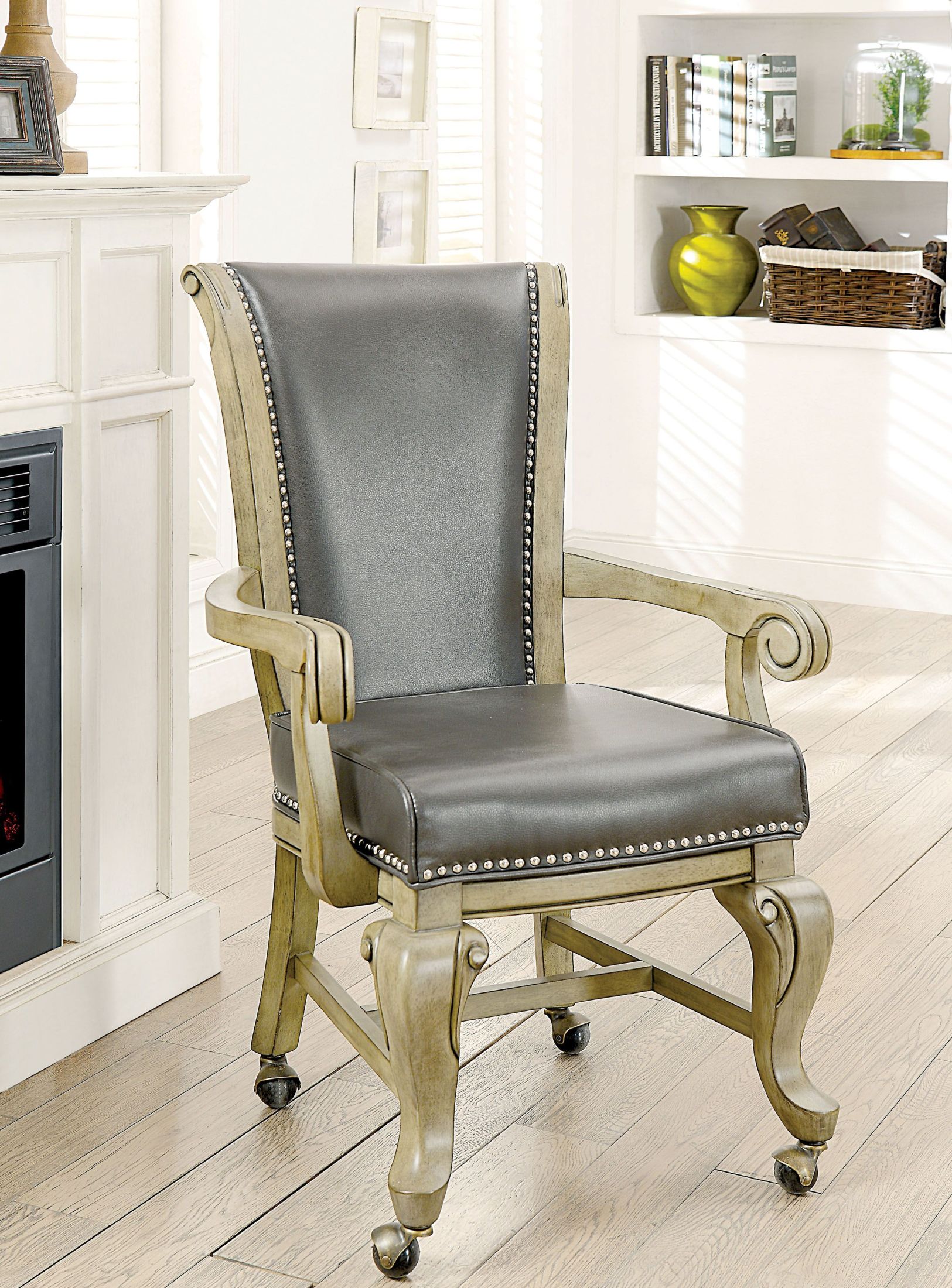 Melina Gray Arm Chair Set Of 2 by Furniture of America 1StopBedrooms