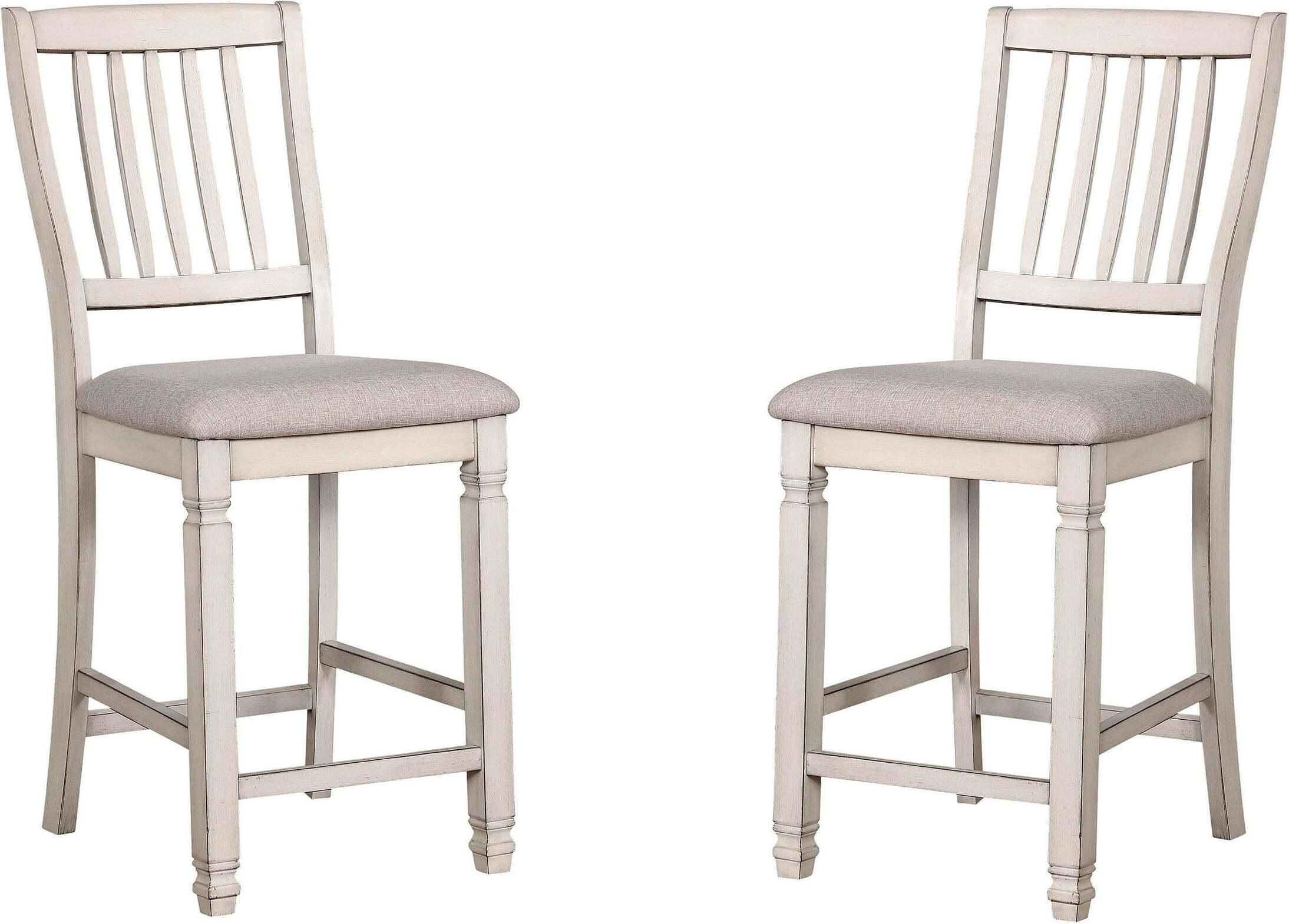 Kaliyah Antique White Counter Height Chair Set of 2 by Furniture of