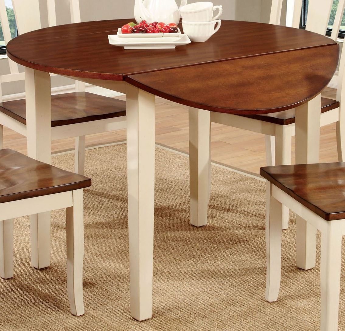 Customer Favorite Dover Ii Vintage White And Cherry Drop Leaf Round Dining Table Accuweather Shop