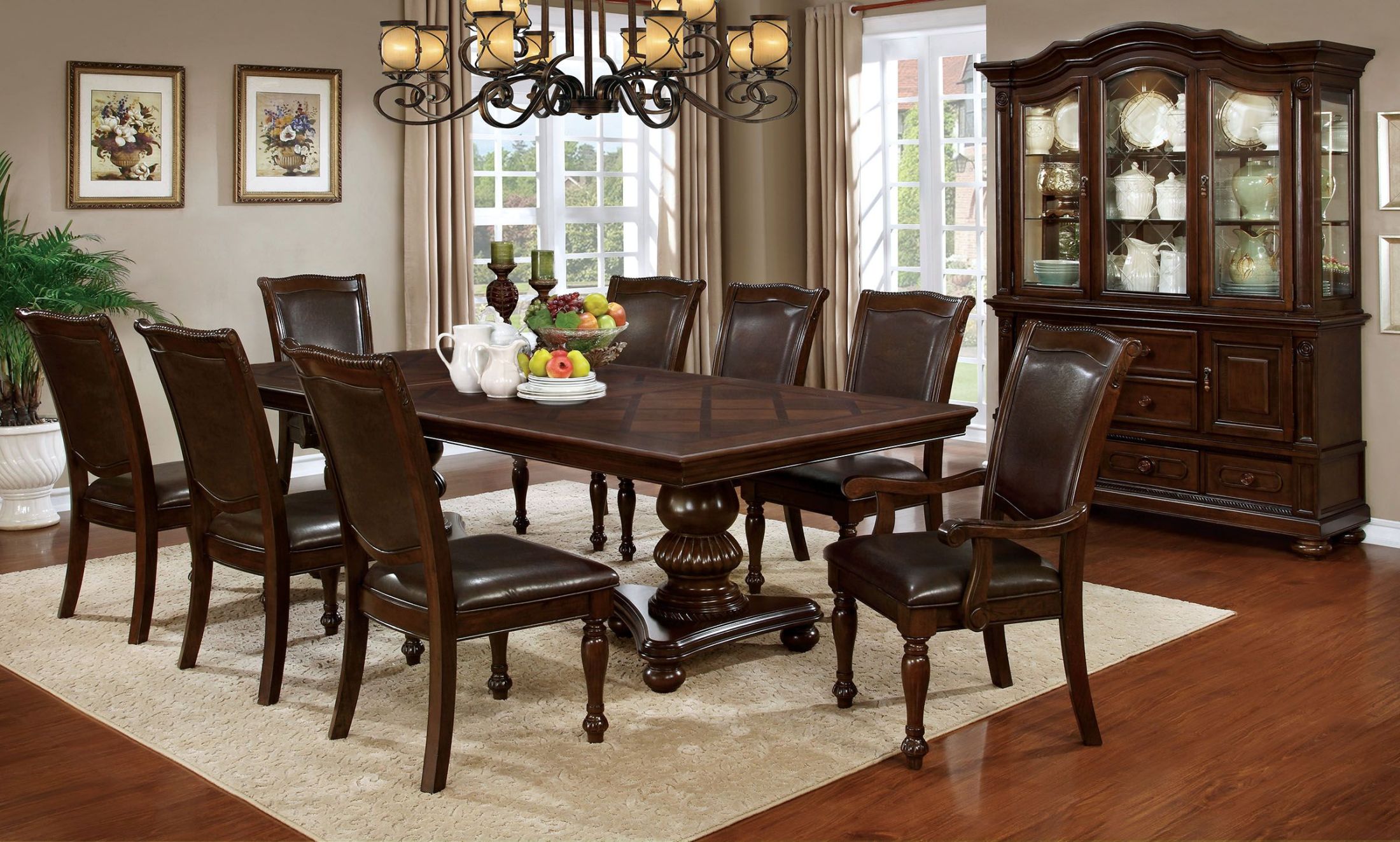 Alpena Brown Cherry Extendable Rectangular Dining Room Set by