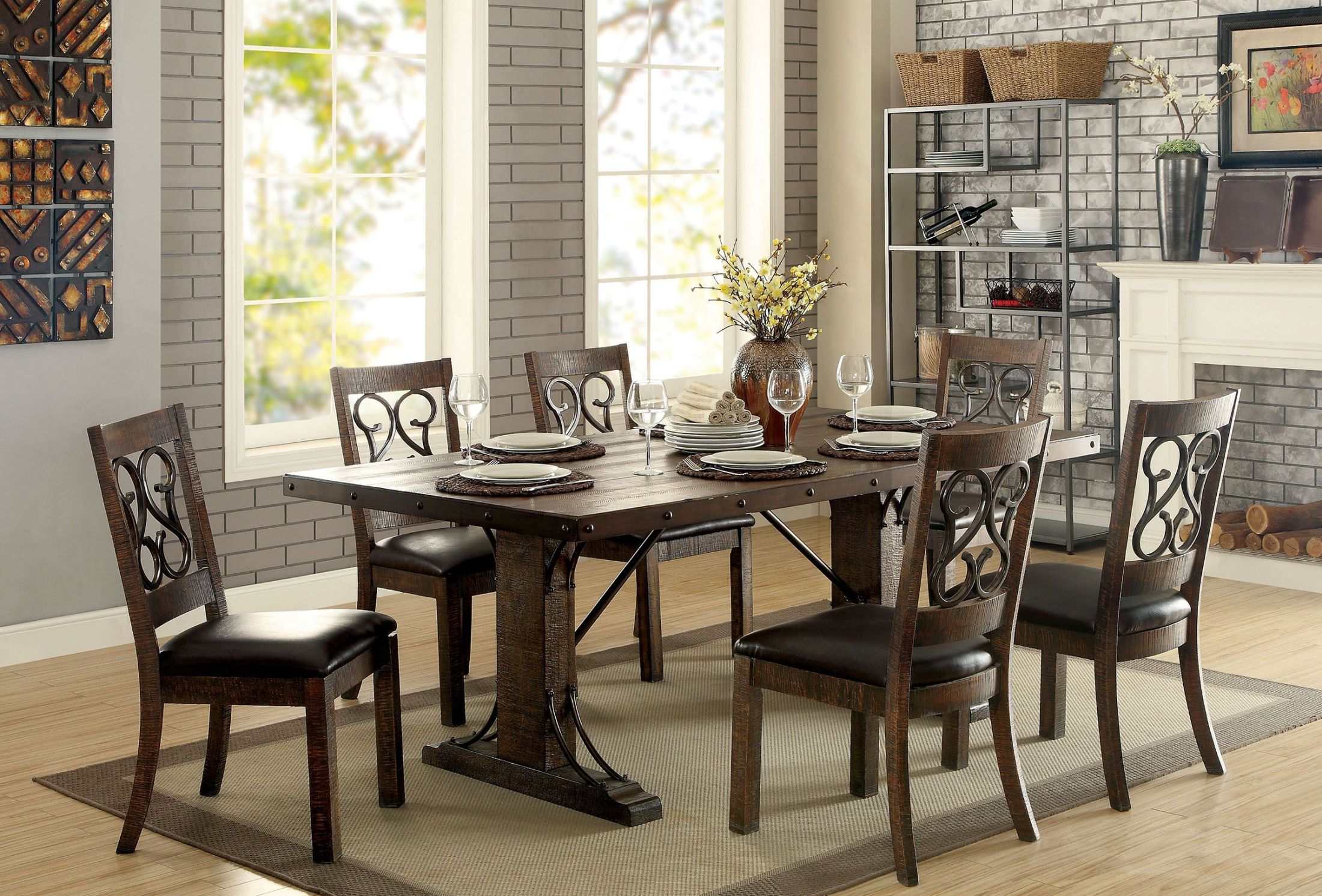 Jamestown Rustic Dining Room Set With Bench