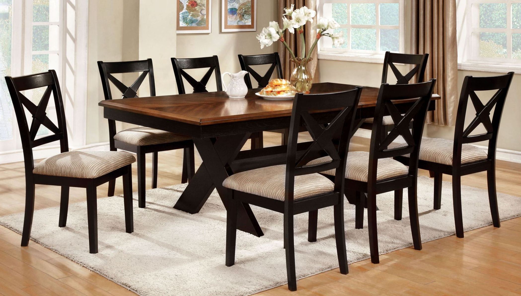 rectangular trestle dining room set