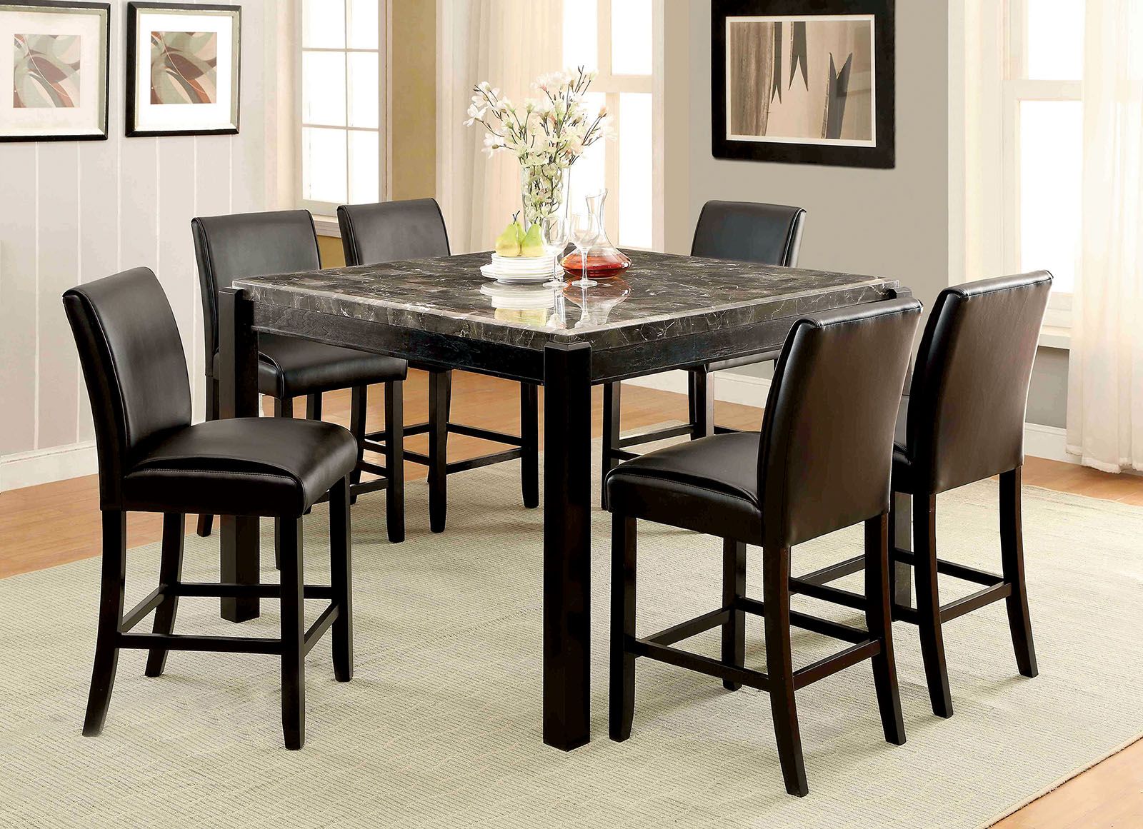 Counter height marble discount dining table set