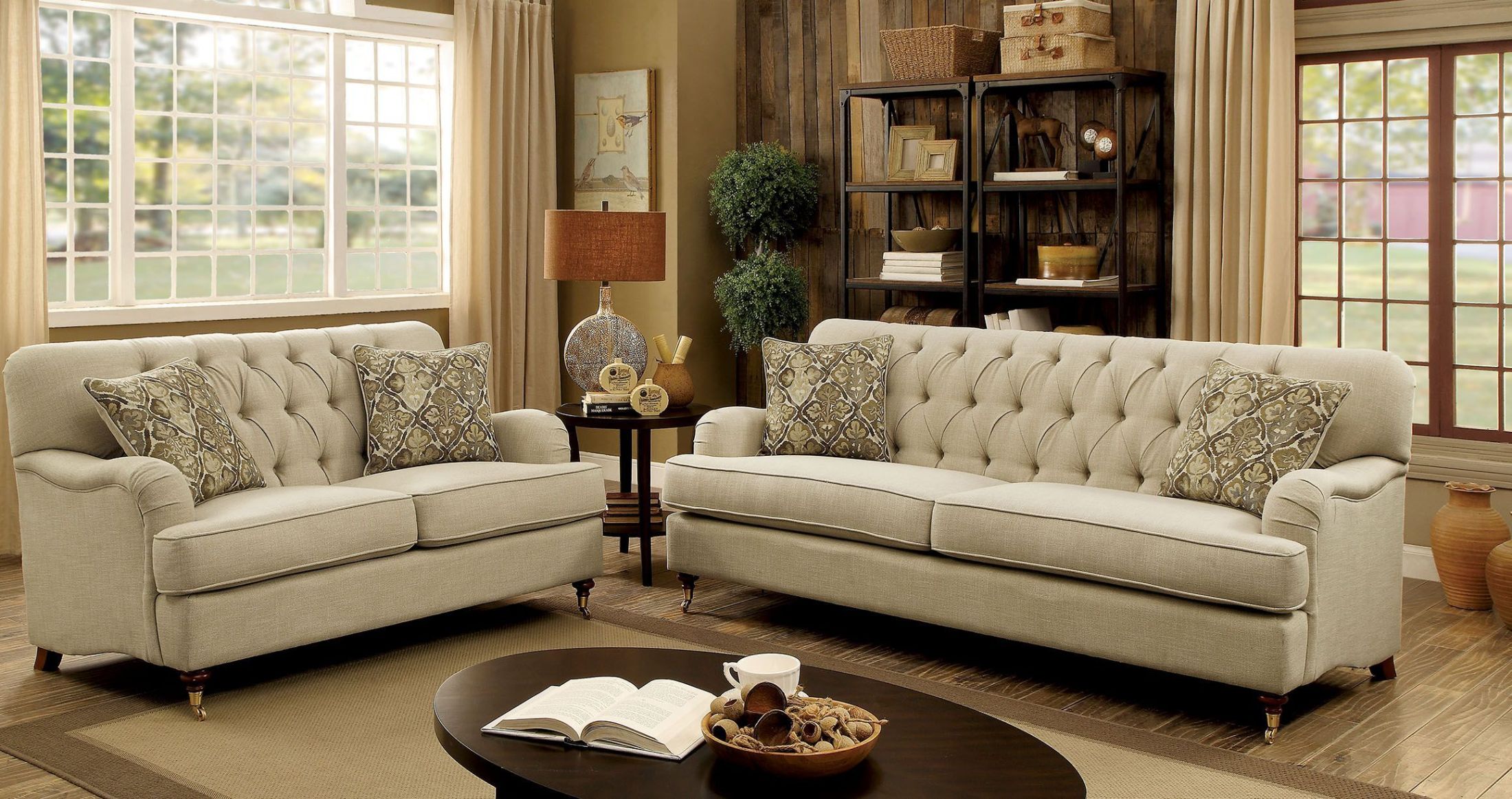 Furniture of America Laney Beige Living Room Set - Laney ...