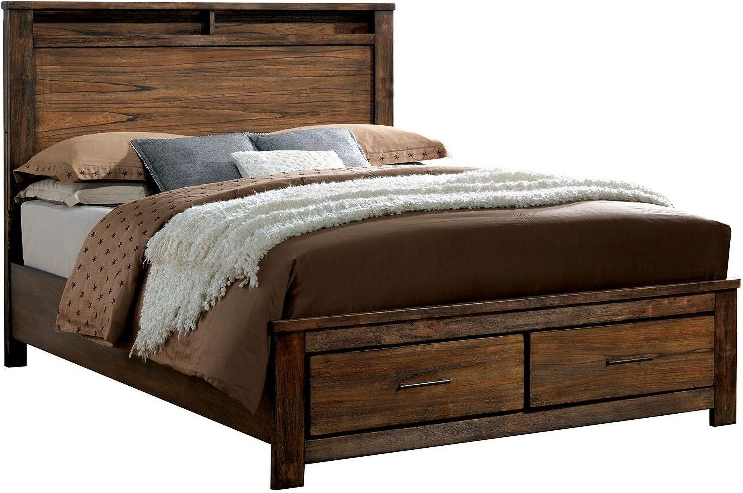 Furniture of America Elkton Oak Queen Platform Storage Bed ...