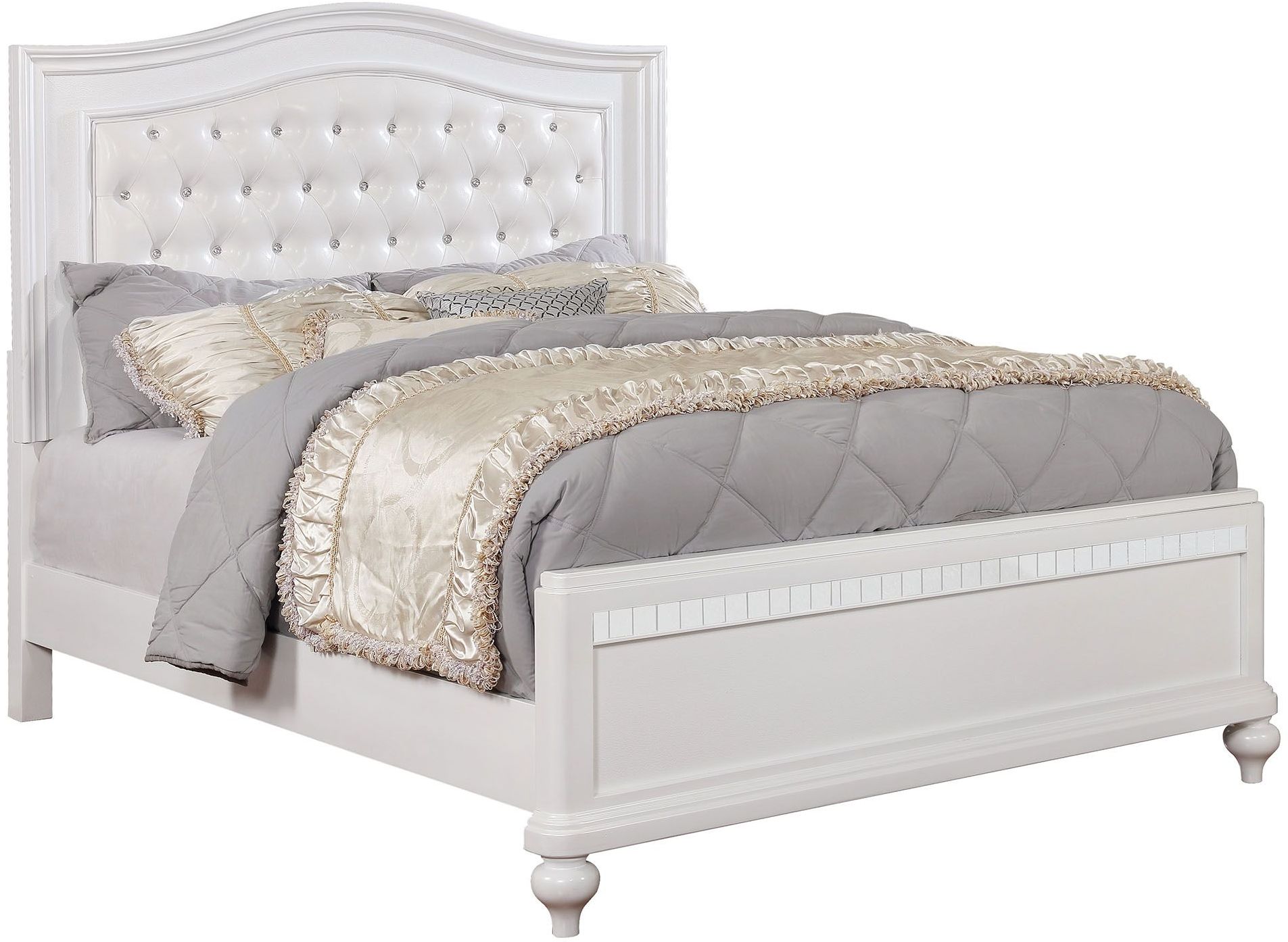 Furniture Of America Ariston White King Upholstered Panel Bed - Ariston ...